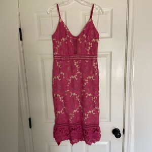 Gianni Bini Pink Camila Lace Midi Dress Medium
